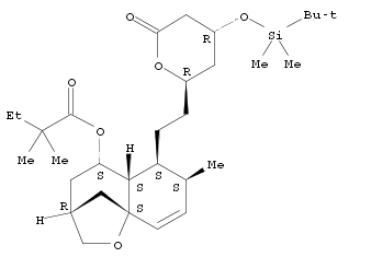 Butanoic acid, 2,2-dimethyl-, 6-[2-[4-[[(1,1-dimethylethyl)dimethylsilyl]oxy]tetrahydro-6-oxo-2H-pyran-2-yl]ethyl]-3,4,5,5a,6,7-hexahydro-7-methyl-2H-3,9a-methano-1-benzoxepin-5-yl ester, [3R-[3α,5β